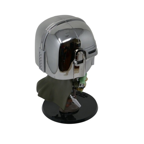 Funko Pop! Star Wars The Mandalorian (Chrome) & The Child Jumbo Size Bobblehead - Picture 8 of 11